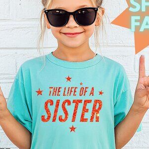 New The Life of A Sister Toddler Girl Sparkly Glitter Swiftie Fan T-Shirt XS-XL